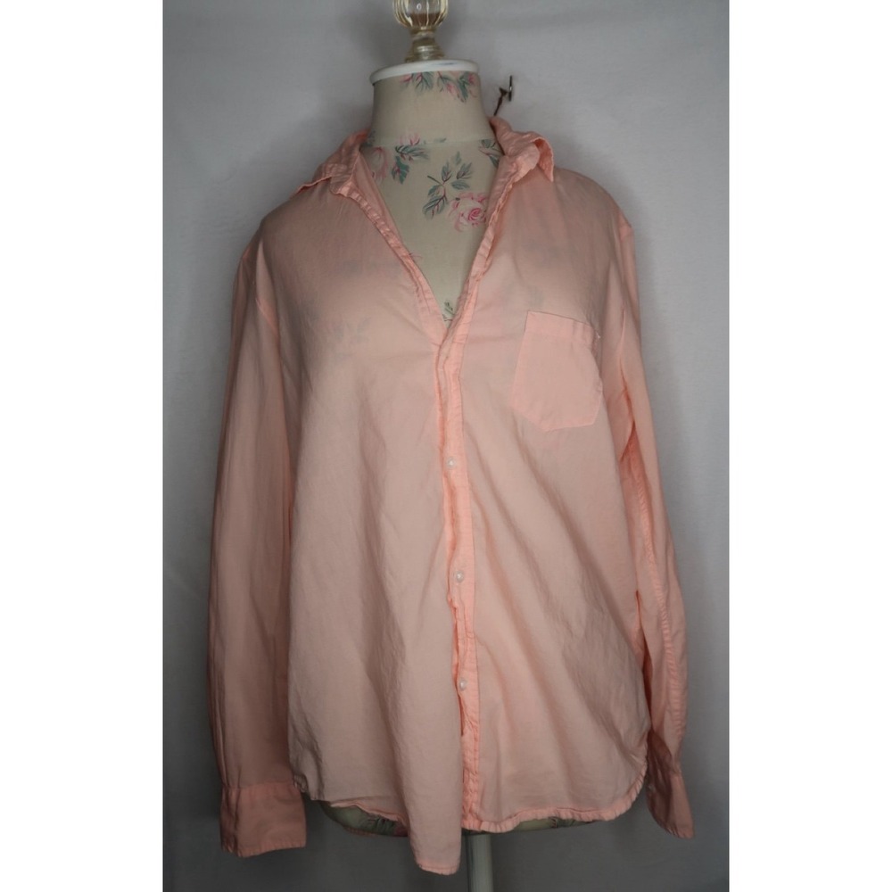 Frank & Eileen Eileen Pink Button Up Shirt Italian Cotton Womens Small EUC